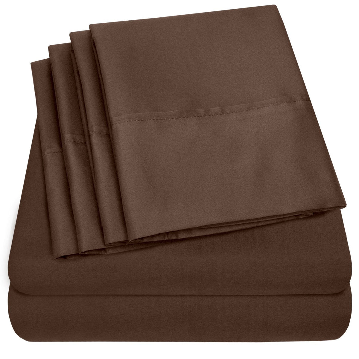 Deluxe 6-Piece Bed Sheet Set (Chocolate) - Folded