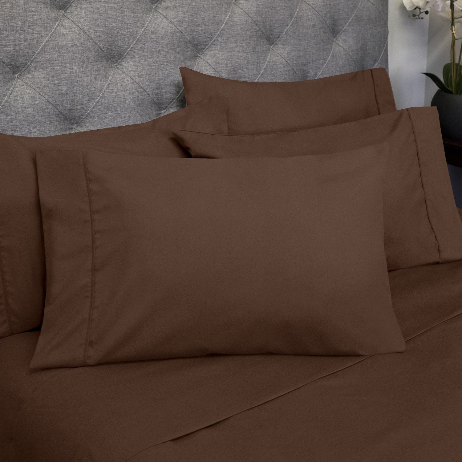 Deluxe 6-Piece Bed Sheet Set (Chocolate) - Pillowcases