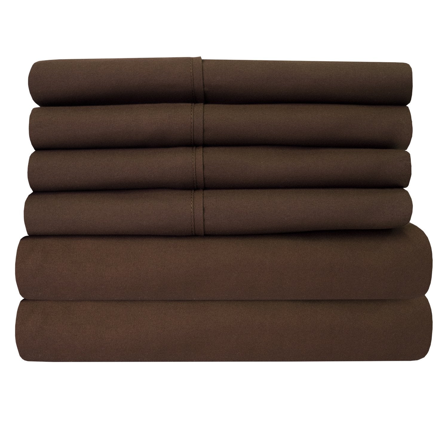 Deluxe 6-Piece Bed Sheet Set (Chocolate) - Folded 2