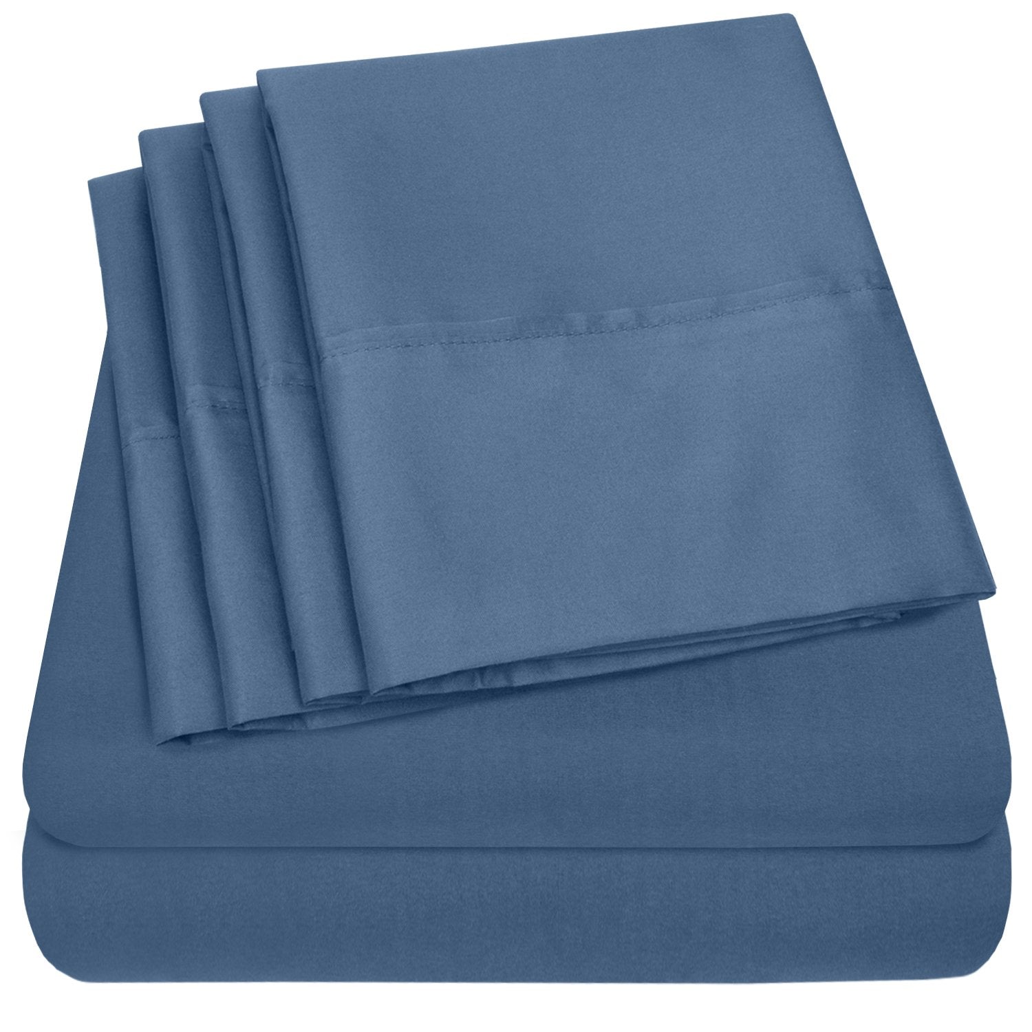Deluxe 6-Piece Bed Sheet Set (Denim) - Folded
