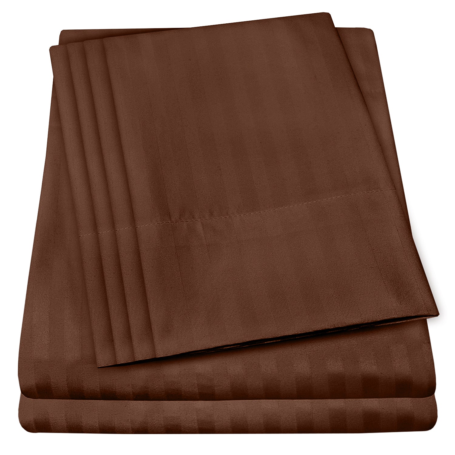 Deluxe 6-Piece Bed Sheet Set (Dobby Stripe Chocolate) - Folded