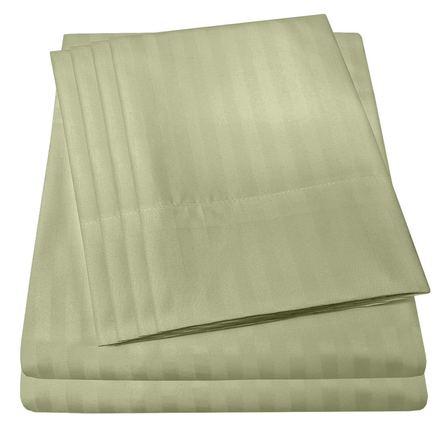 Deluxe 6-Piece Bed Sheet Set (Dobby Stripe Sage) - Folded
