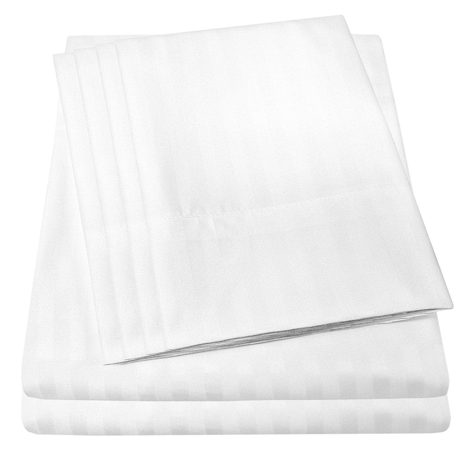 Deluxe 6-Piece Bed Sheet Set (Dobby Stripe White) - Folded