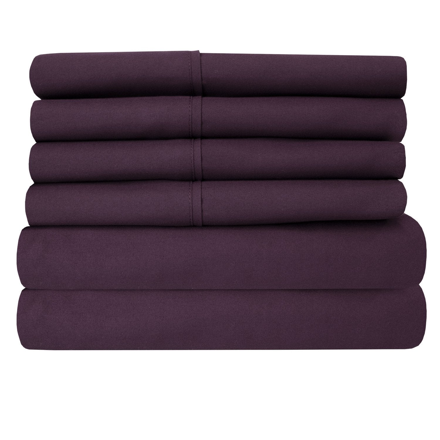 Deluxe 6-Piece Bed Sheet Set (Eggplant) - Folded 2