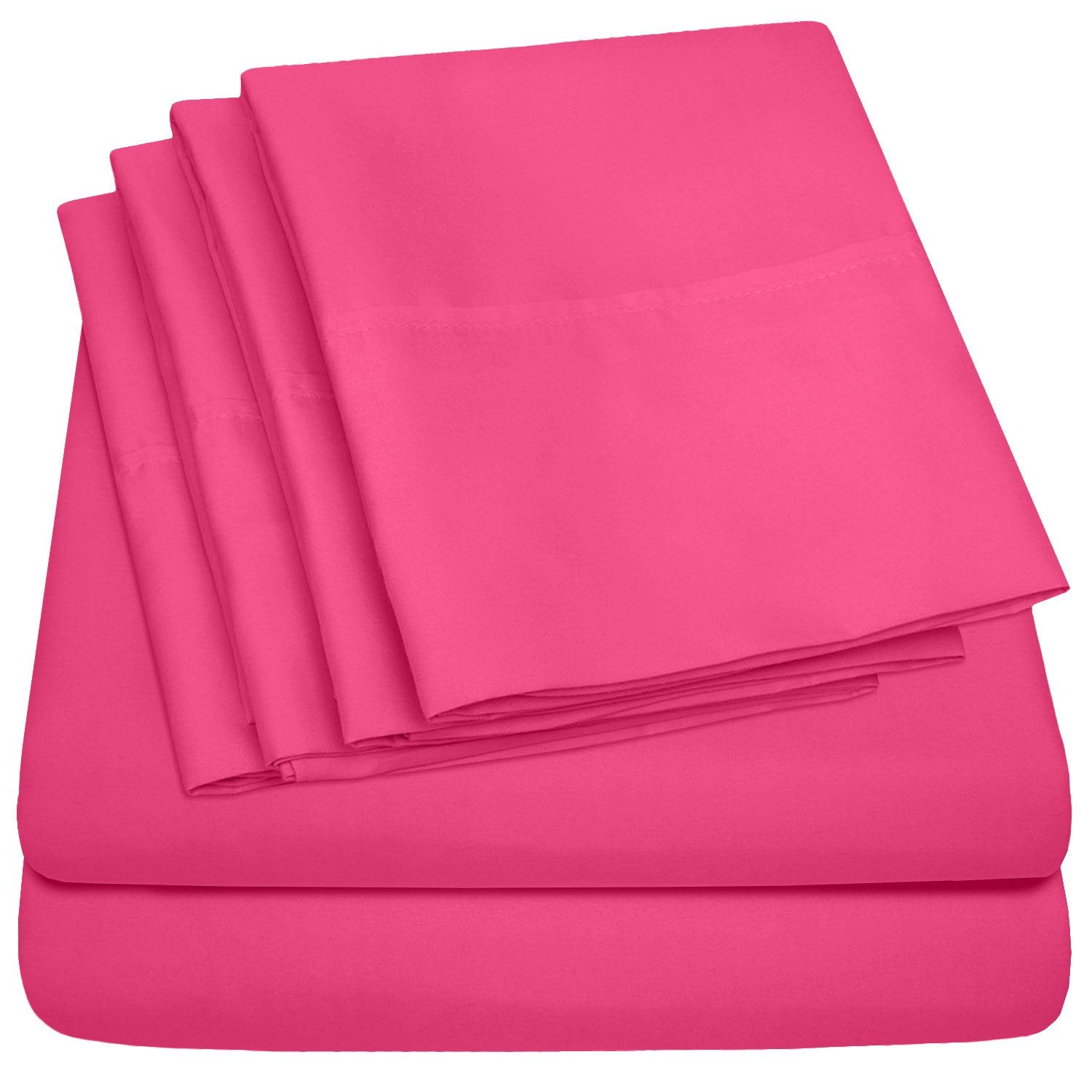 Deluxe 6-Piece Bed Sheet Set (Fuchsia) - Folded