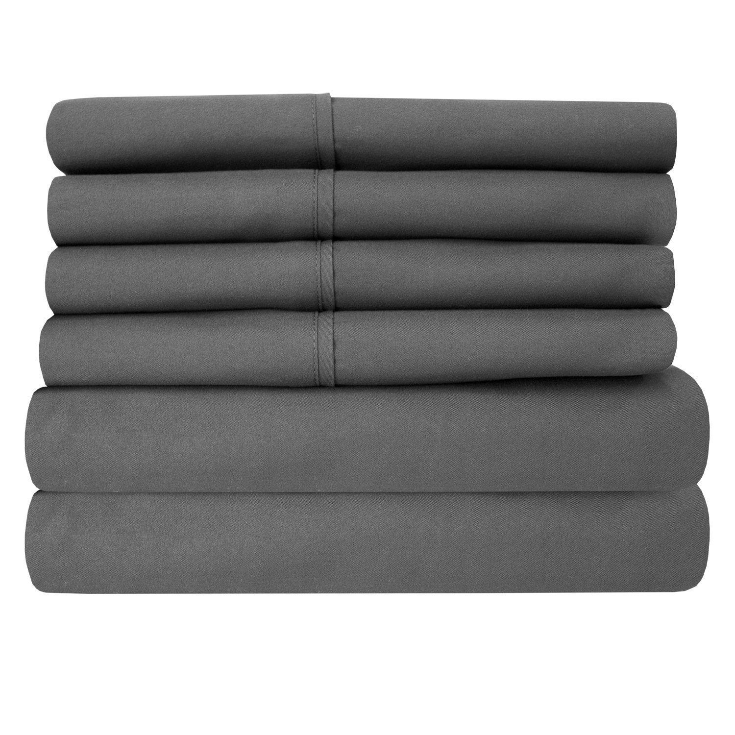 Deluxe 6-Piece Bed Sheet Set (Gray) - Folded 2