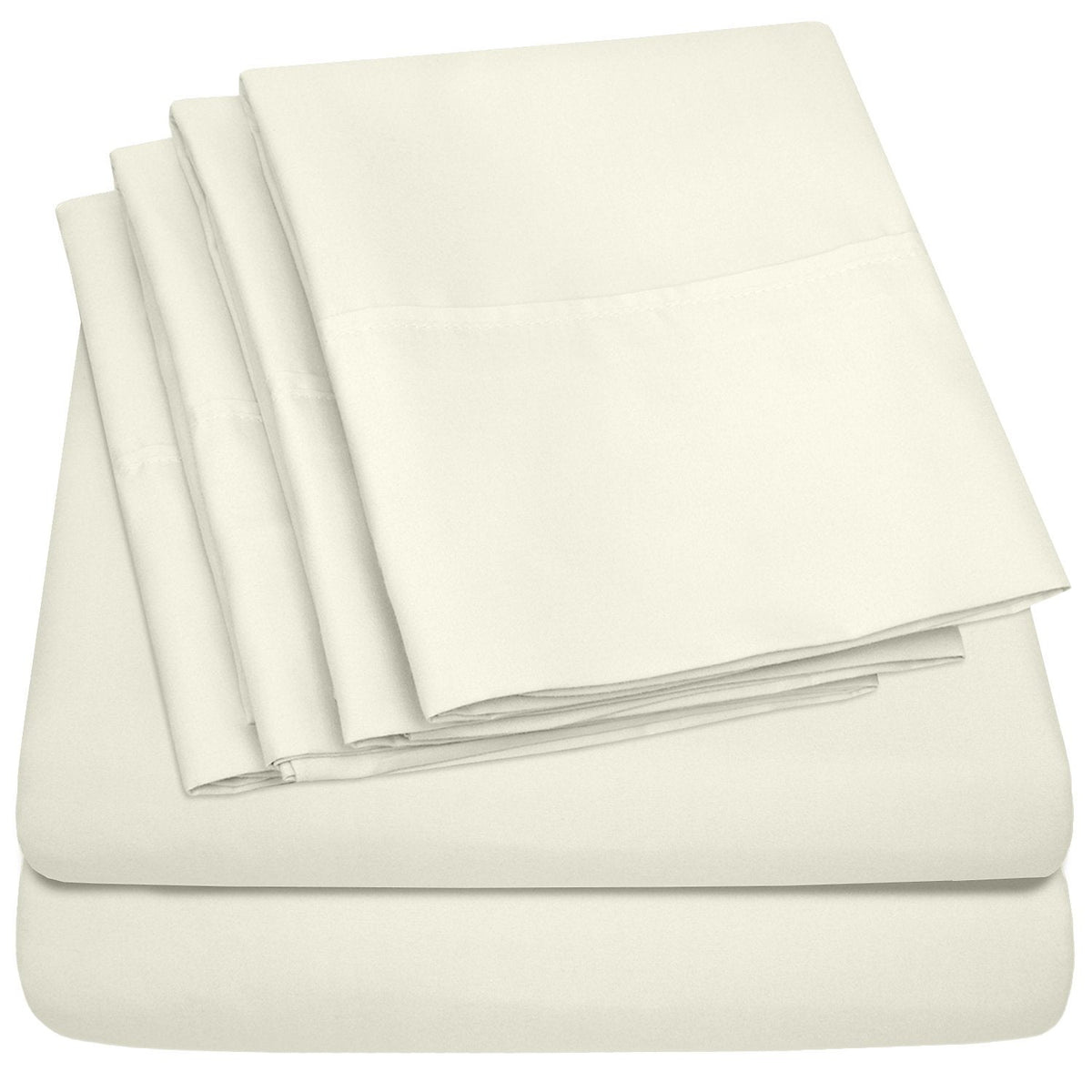 Deluxe 6-Piece Bed Sheet Set (Ivory) - Folded