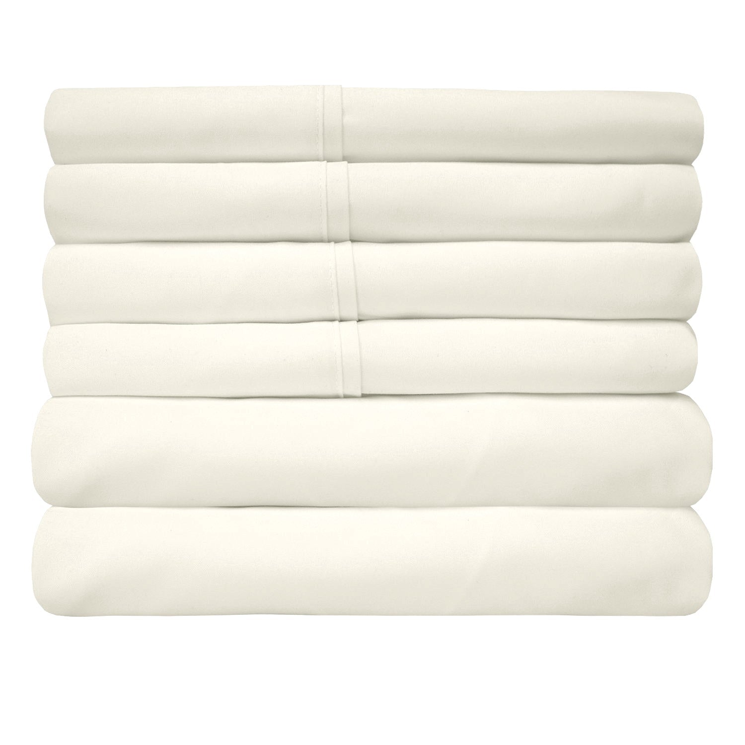 Deluxe 6-Piece Bed Sheet Set (Ivory) - Folded 2
