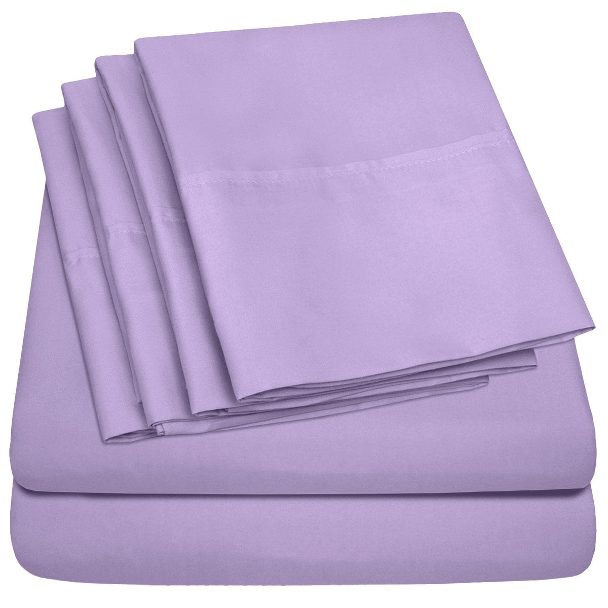 Deluxe 6-Piece Bed Sheet Set (Lavender) - Folded