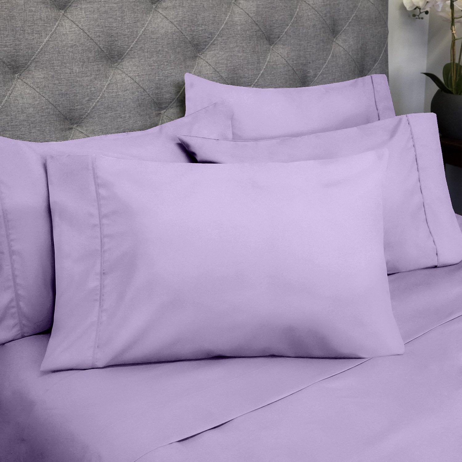 Deluxe 6-Piece Bed Sheet Set (Lavender) - Pillowcases