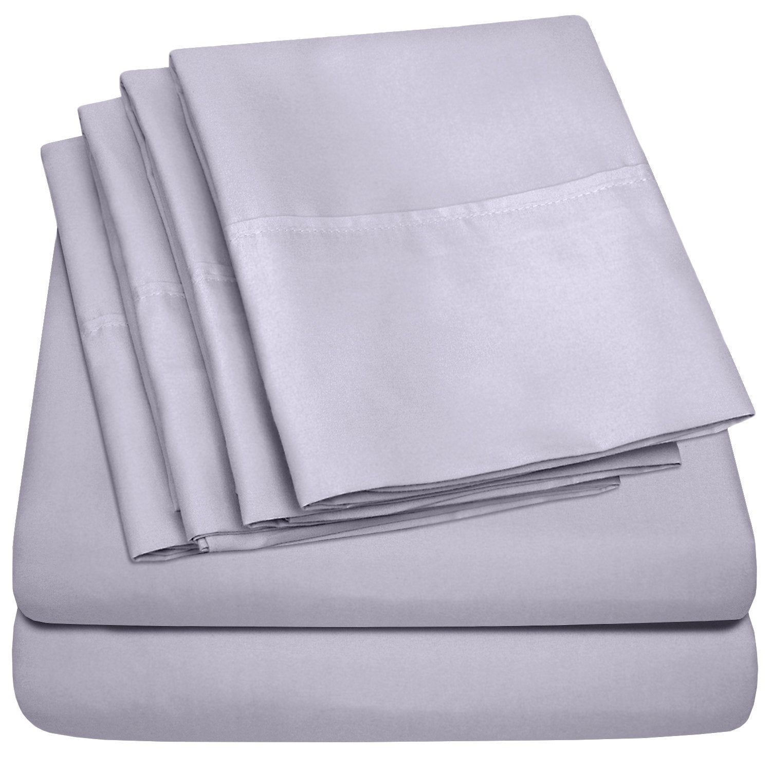 Deluxe 6-Piece Bed Sheet Set (Lilac) - Folded