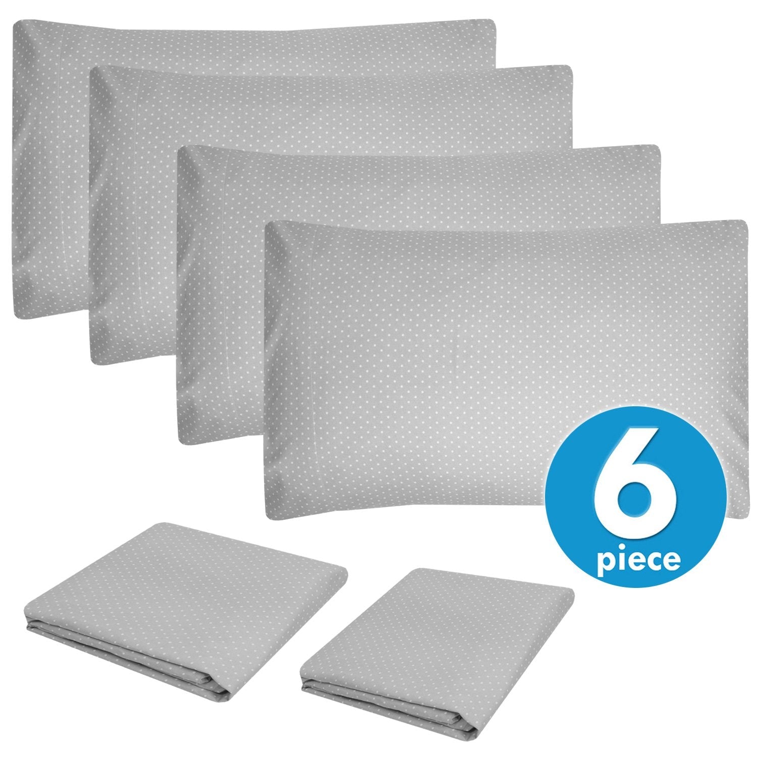 Deluxe 6-Piece Bed Sheet Set (Loft Dot Gray) - Set