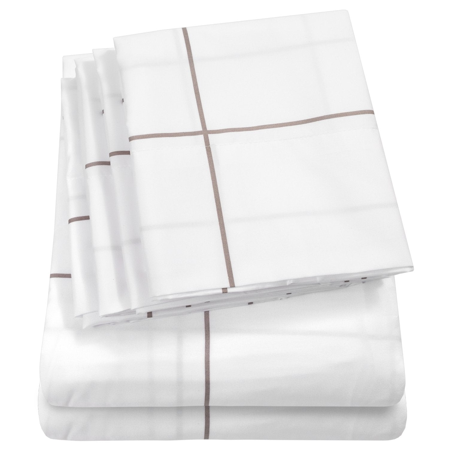 Deluxe 6-Piece Bed Sheet Set (Loft Window Pane White) - Folded