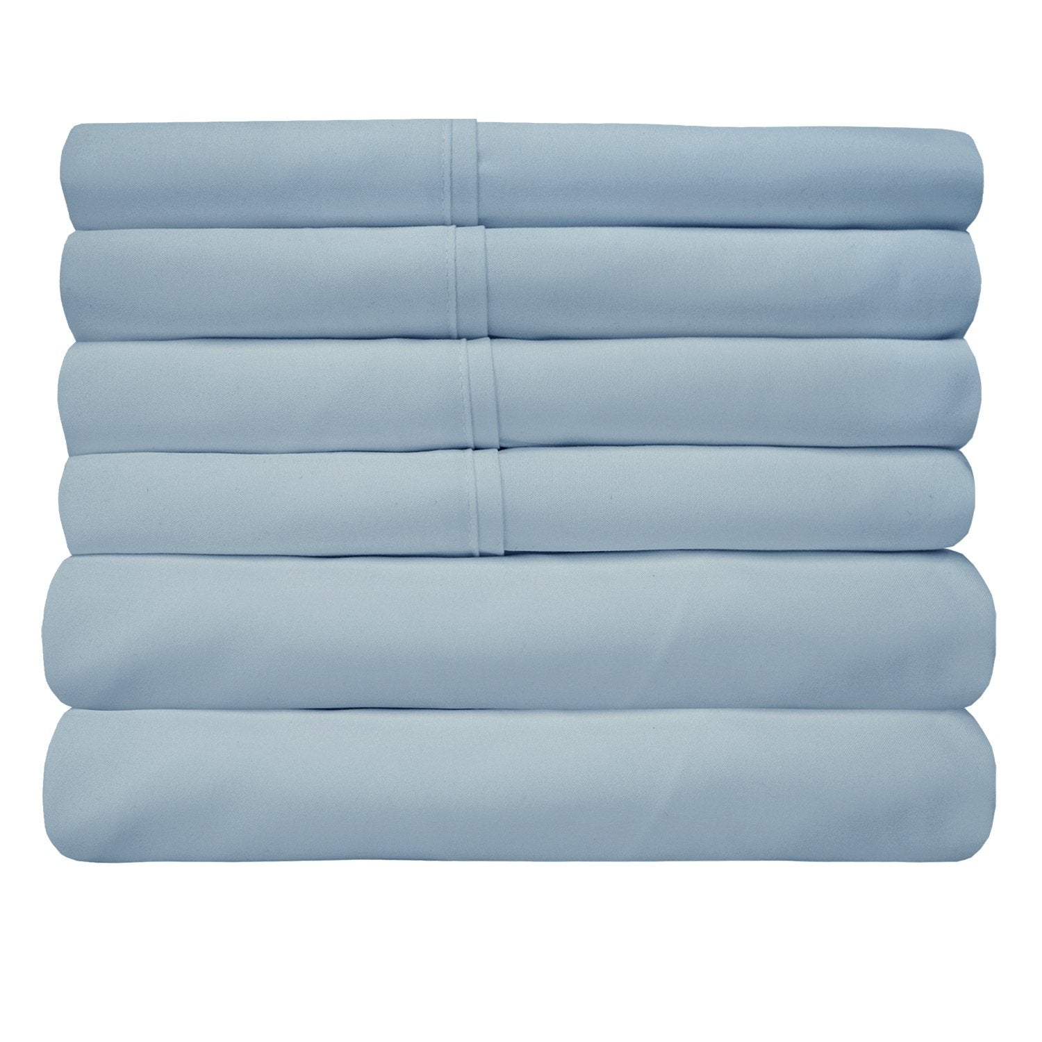 Deluxe 6-Piece Bed Sheet Set (Misty Blue) - Folded 2