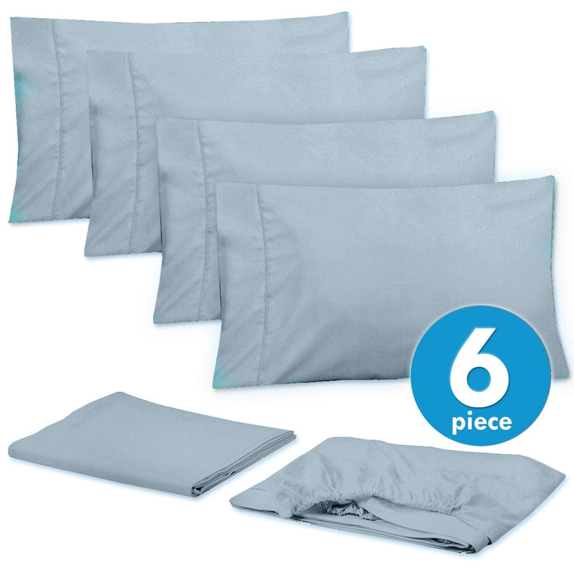 6-Piece Sheet Set - Misty Blue | Sweet Home Collection