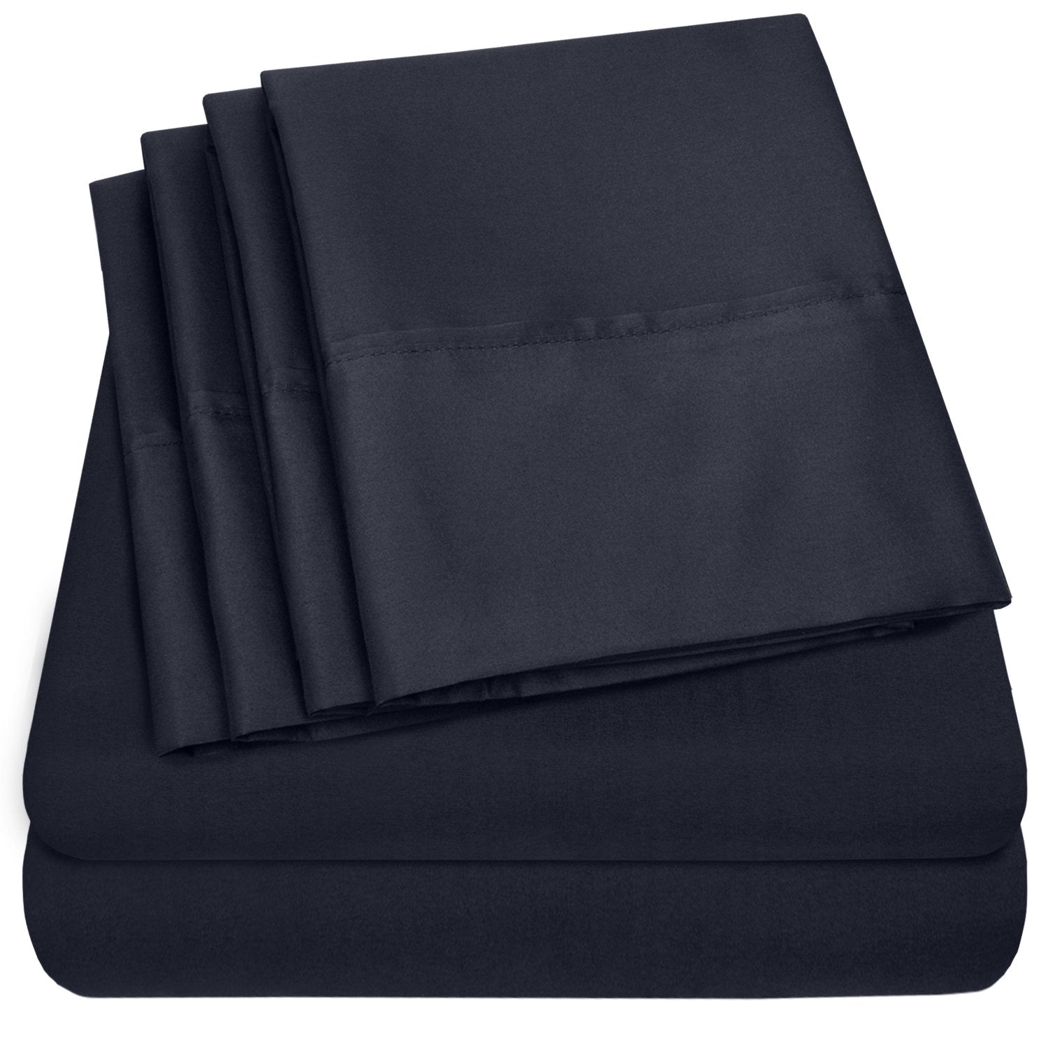 Deluxe 6-Piece Bed Sheet Set (Navy) - Folded
