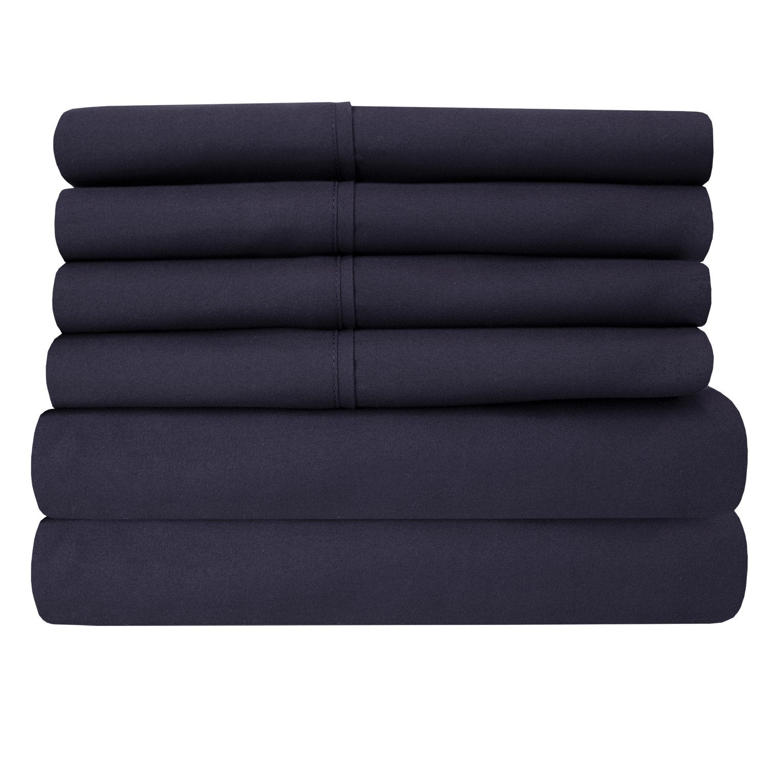 Deluxe 6-Piece Bed Sheet Set (Navy) - Folded 2