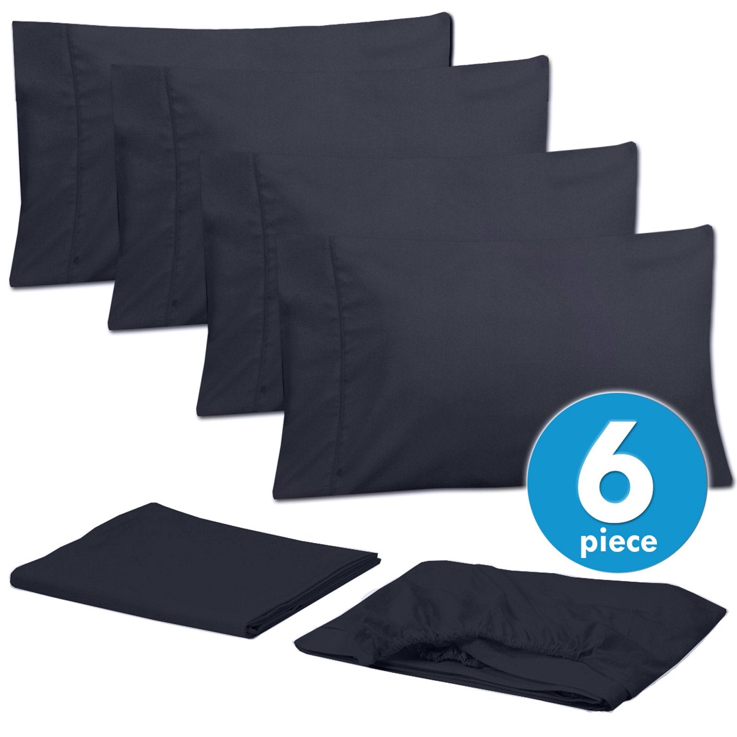 Deluxe 6-Piece Bed Sheet Set (Navy) - Set