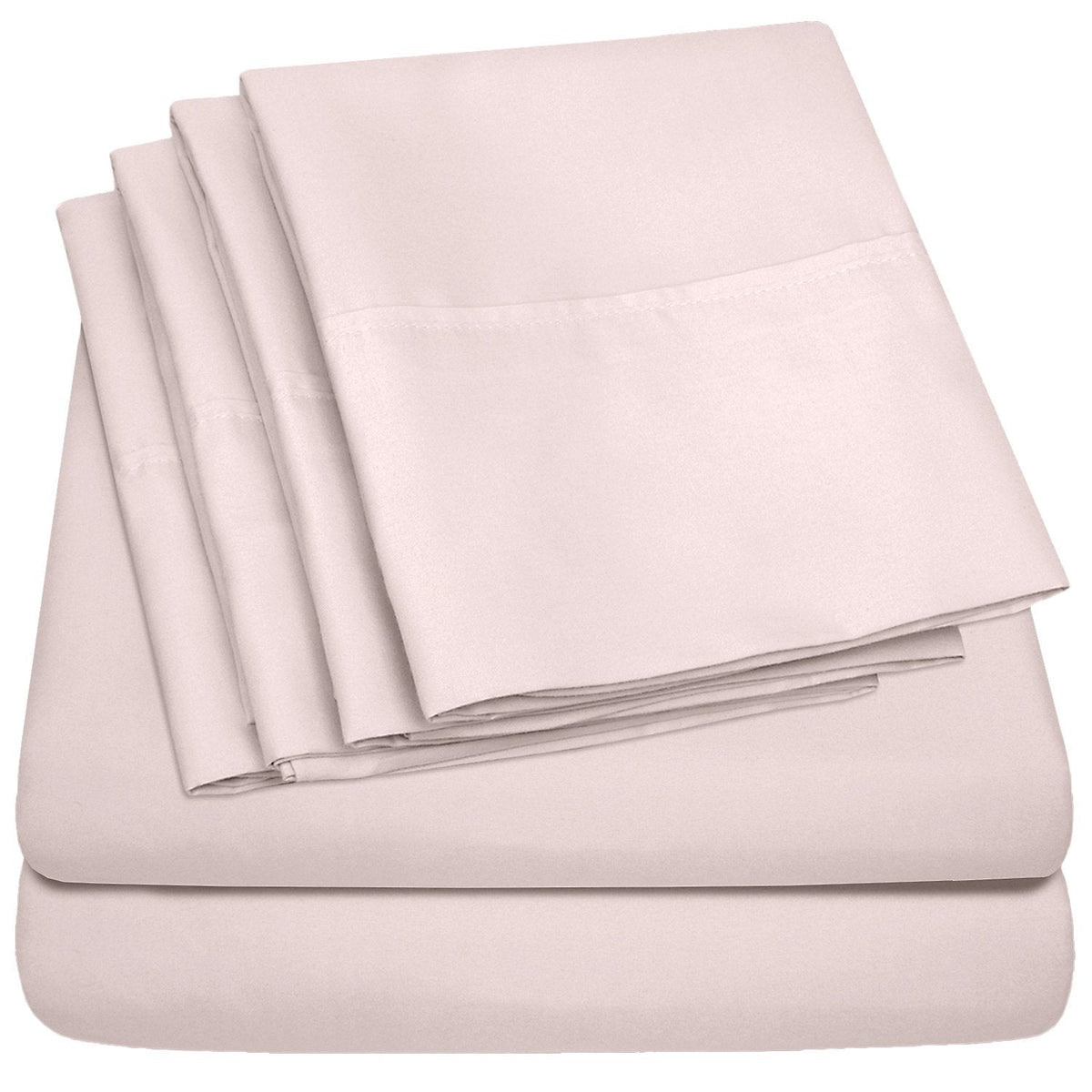 Deluxe 6-Piece Bed Sheet Set (Pale Pink) - Folded
