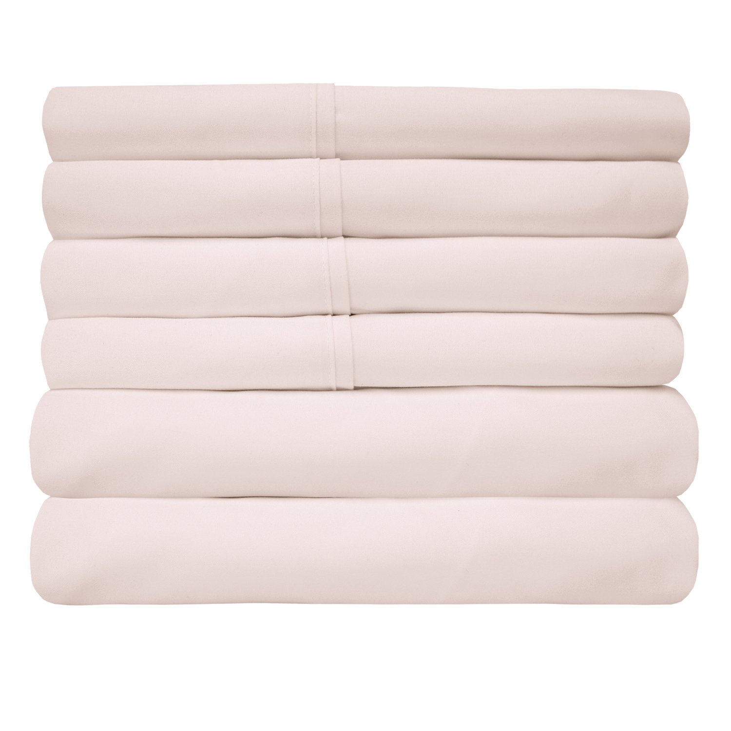 Deluxe 6-Piece Bed Sheet Set (Pale Pink) - Folded 2
