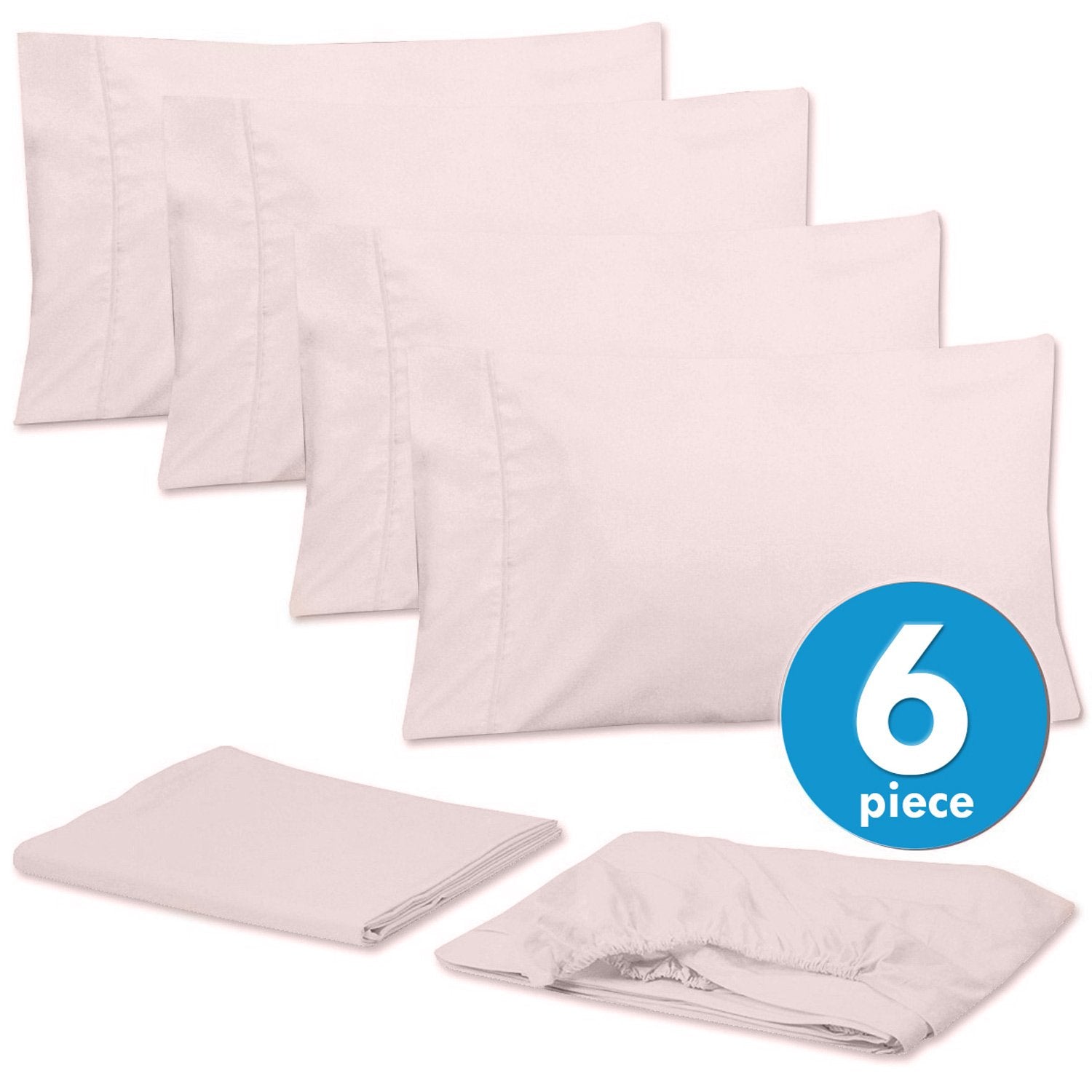 Deluxe 6-Piece Bed Sheet Set (Pale Pink) - Set