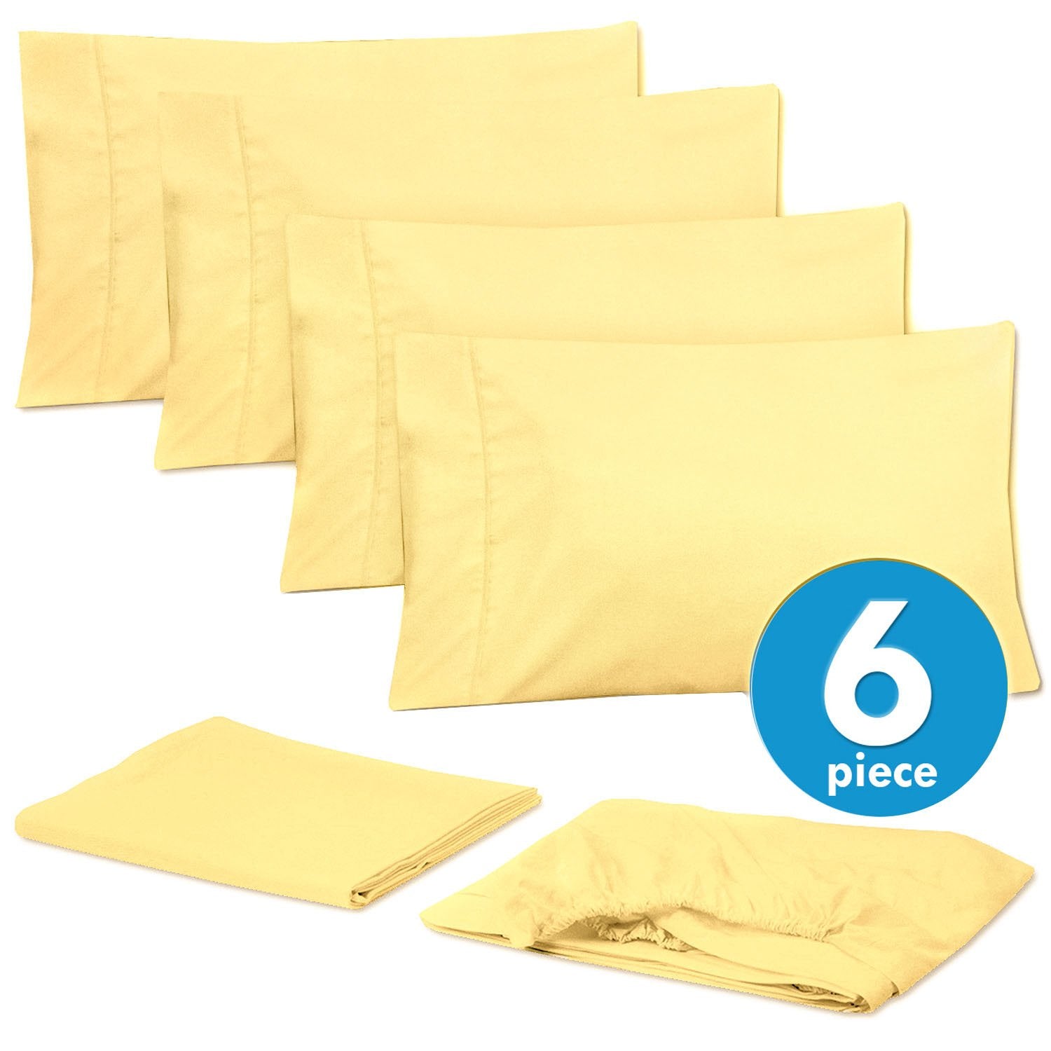 Deluxe 6-Piece Bed Sheet Set (Pale Yellow) - Set