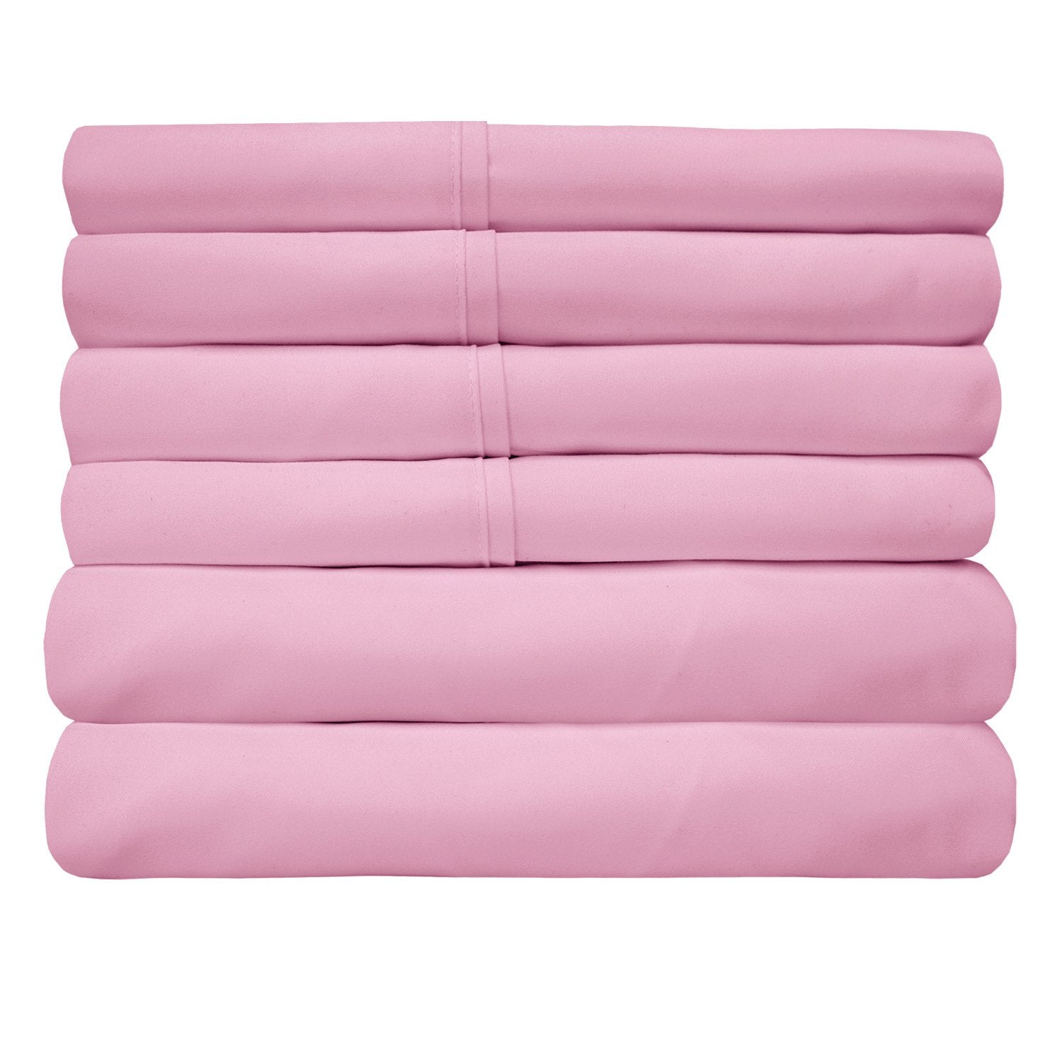 Deluxe 6-Piece Bed Sheet Set (Pink) - Folded 2