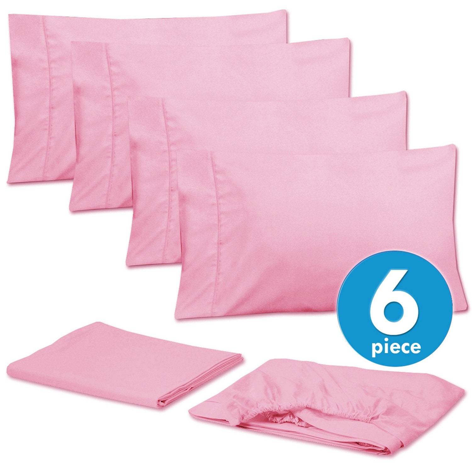Deluxe 6-Piece Bed Sheet Set (Pink) - Set