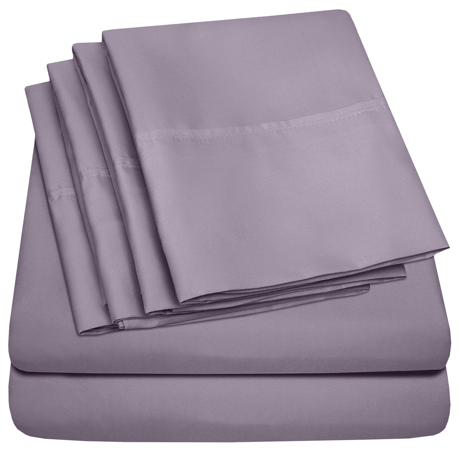 Deluxe 6-Piece Bed Sheet Set (Plum) - Folded