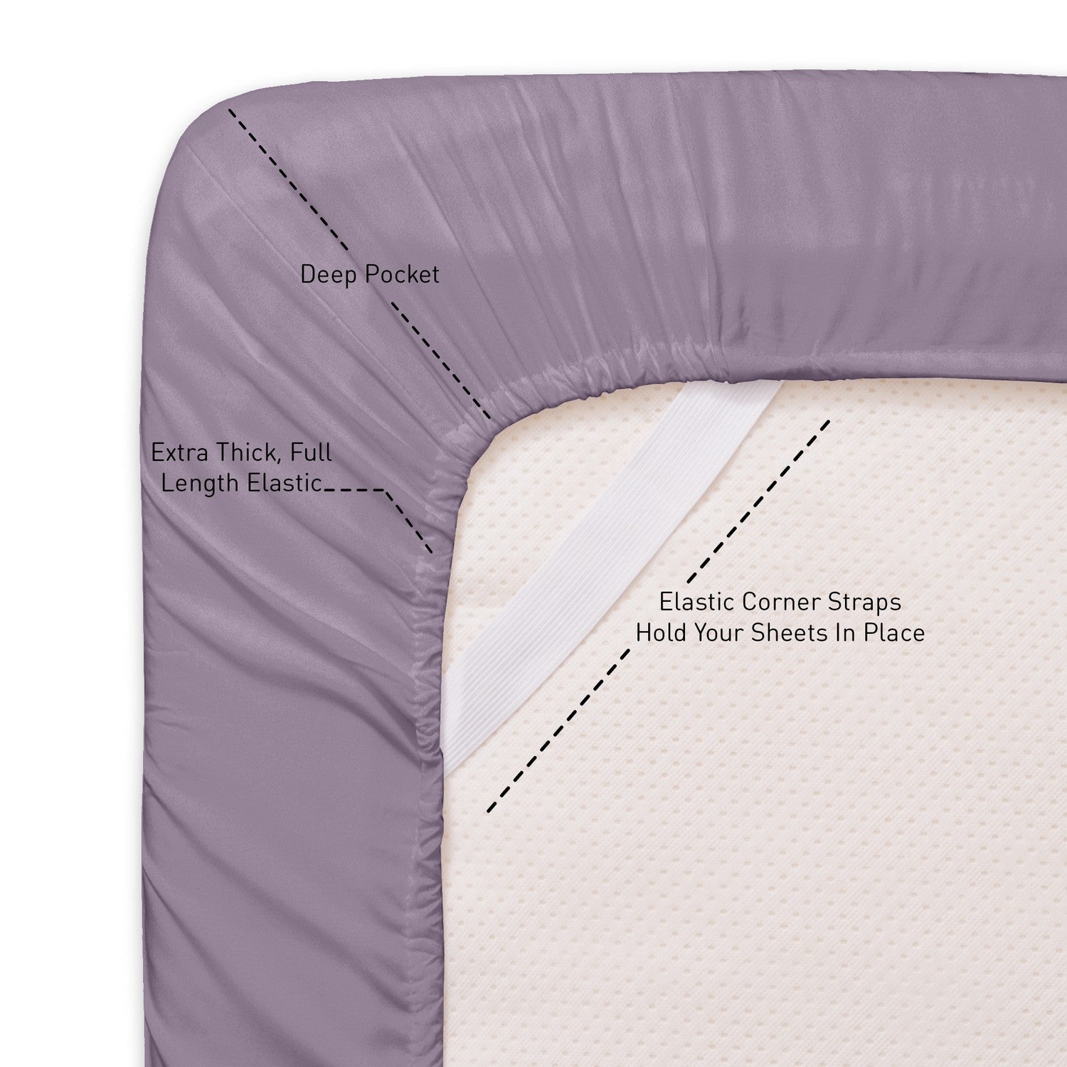 Deluxe 6-Piece Bed Sheet Set (Plum) - Straps