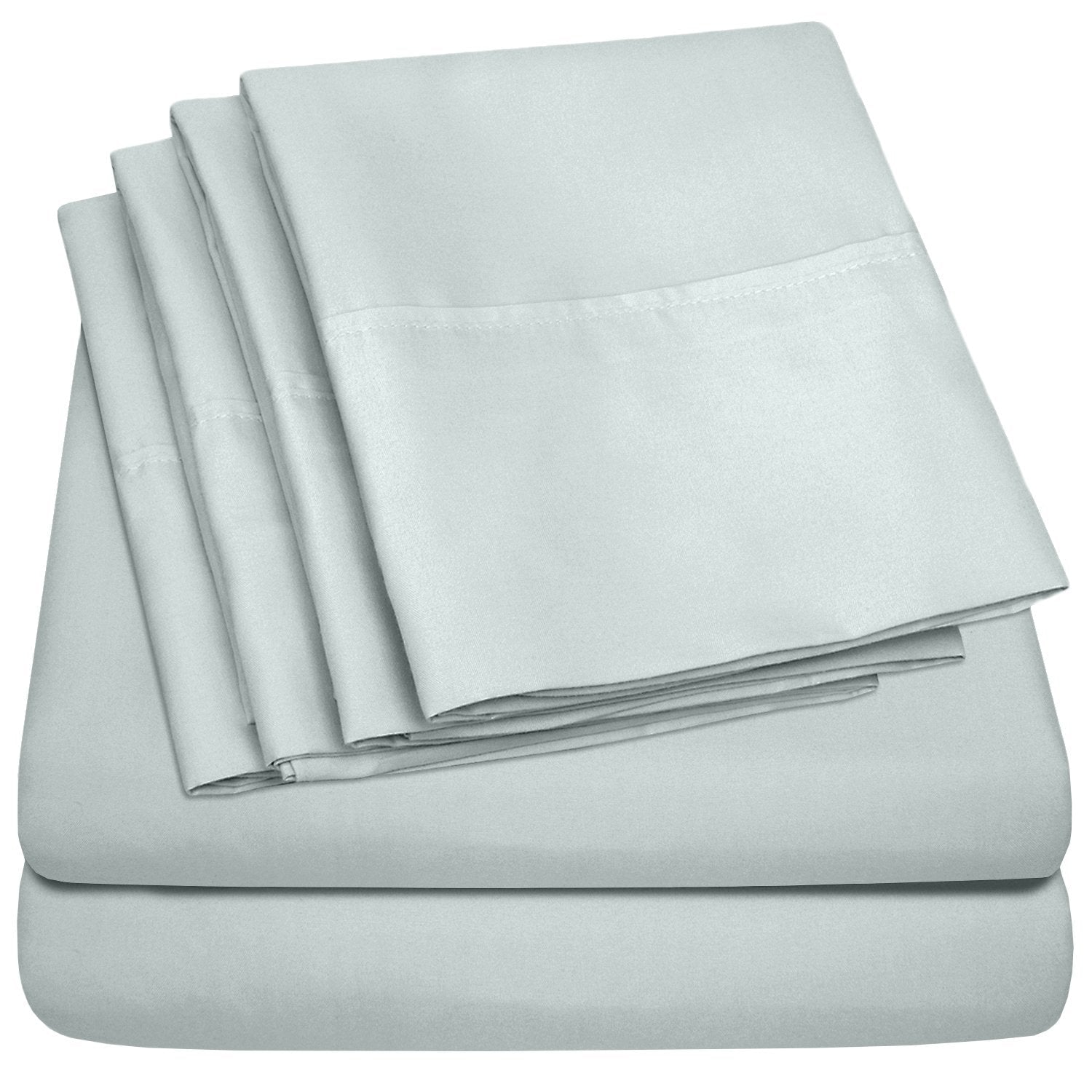 Deluxe 6-Piece Bed Sheet Set (Porcelain Blue) - Folded