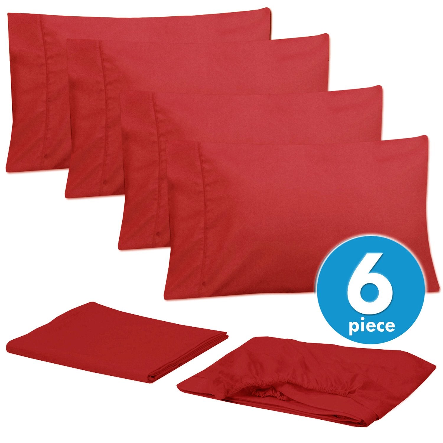 Deluxe 6-Piece Bed Sheet Set (Red) - Set