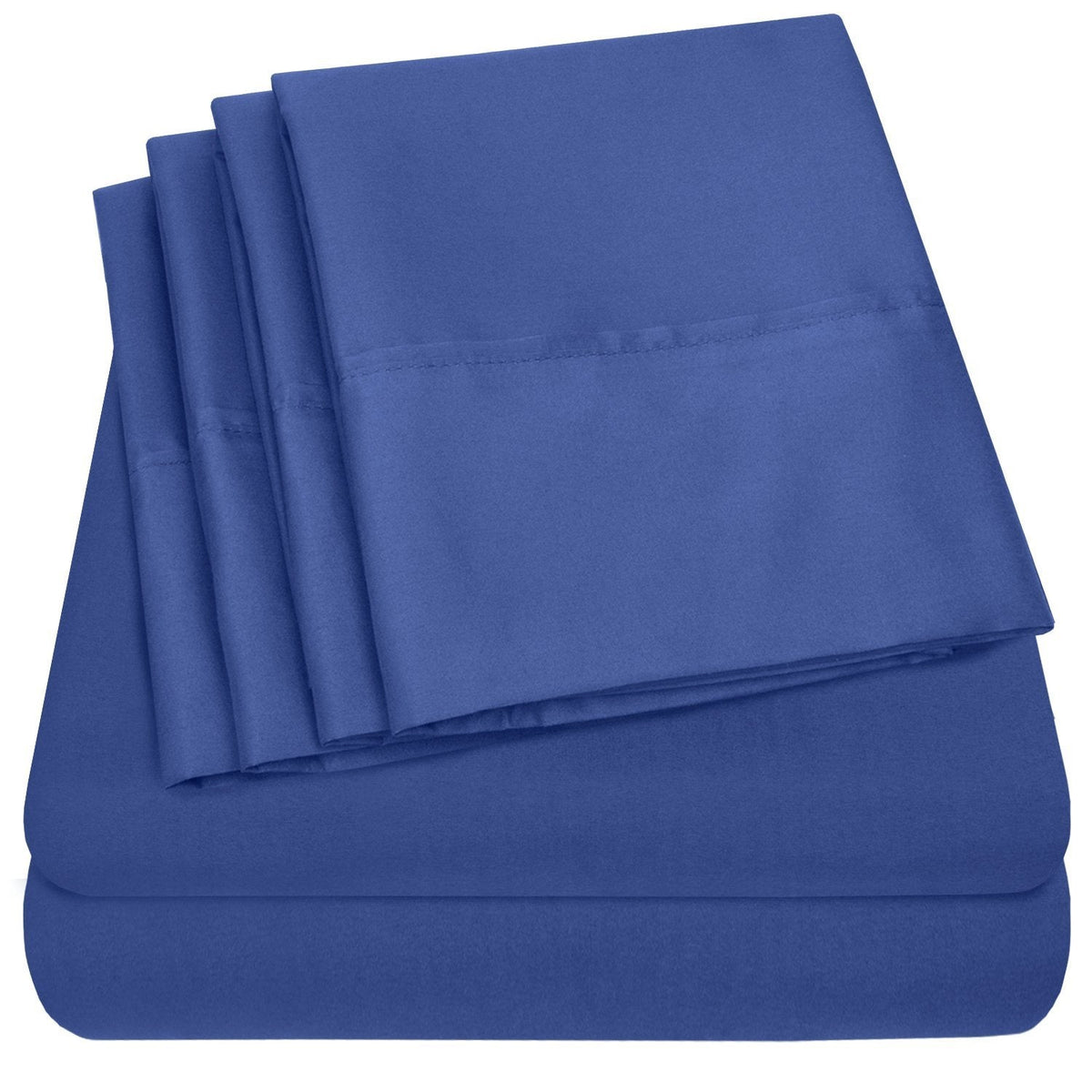 Deluxe 6-Piece Bed Sheet Set (Royal Blue) - Folded