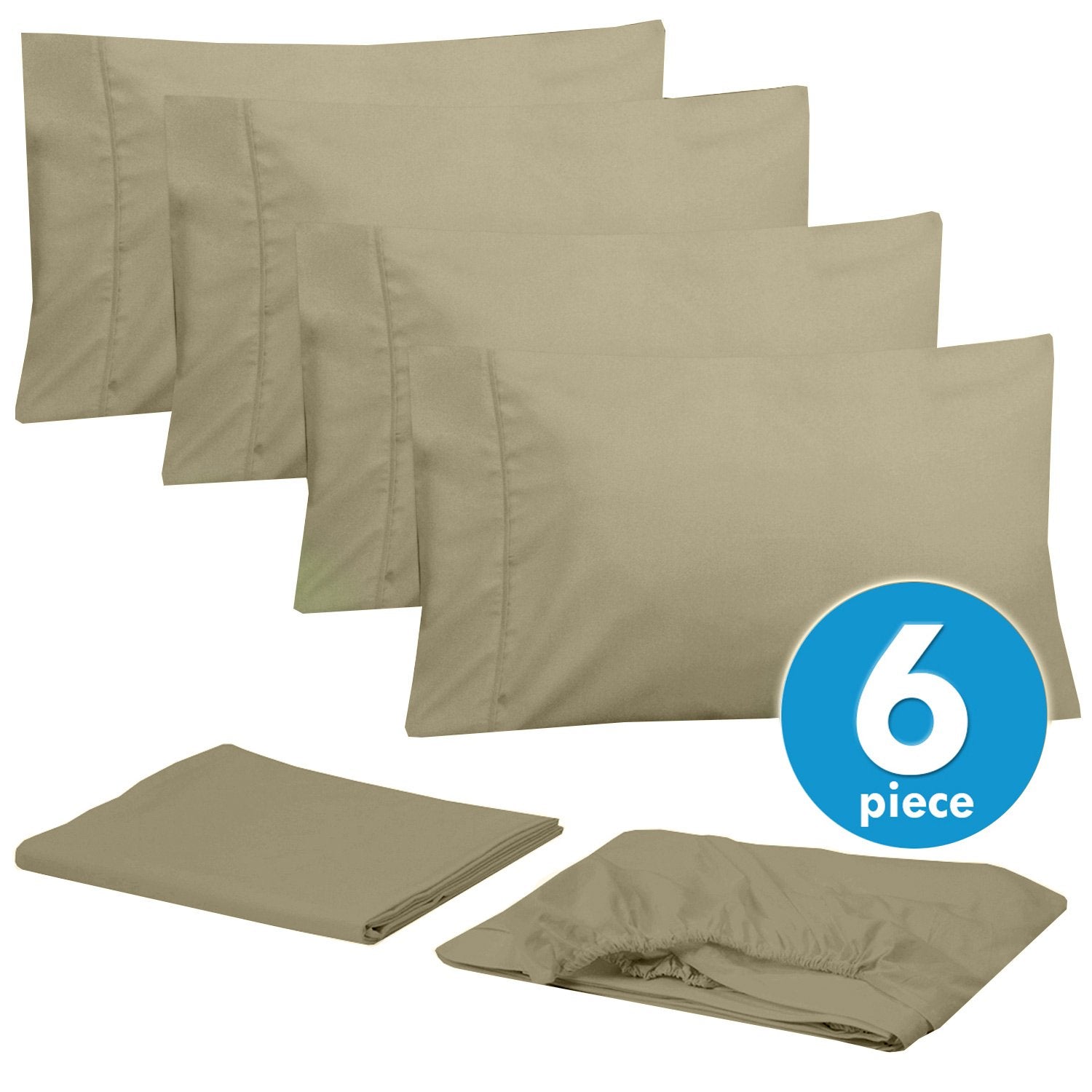 Deluxe 6-Piece Bed Sheet Set (Sage) - Set