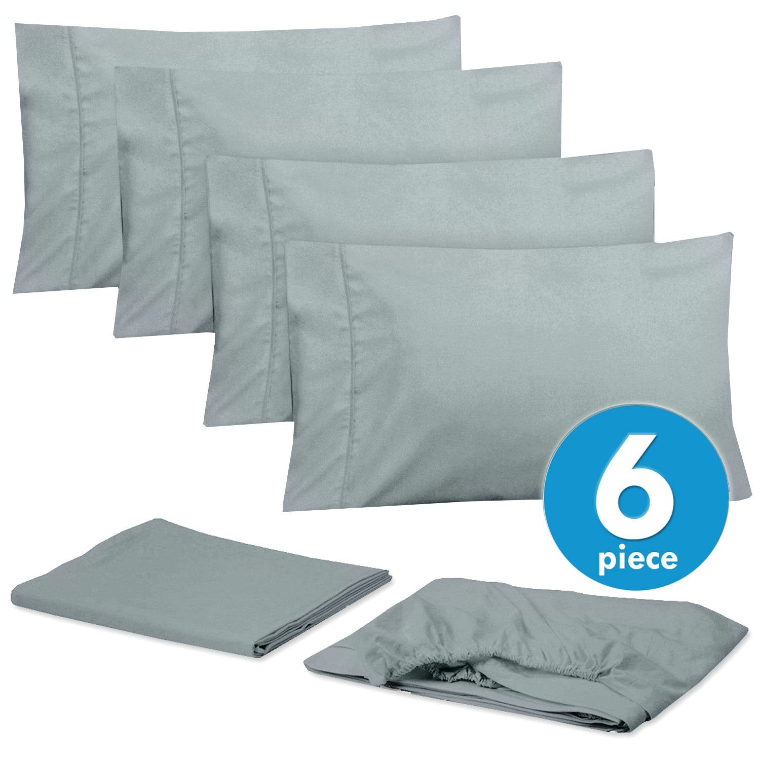 Deluxe 6-Piece Bed Sheet Set (Slate) - Set