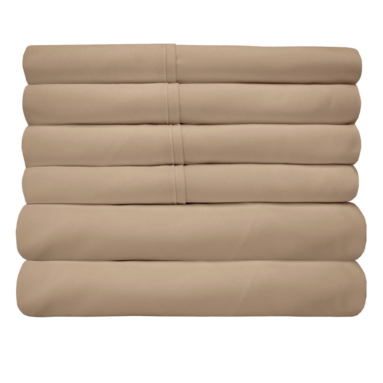 Deluxe 6-Piece Bed Sheet Set (Taupe) - Folded 2