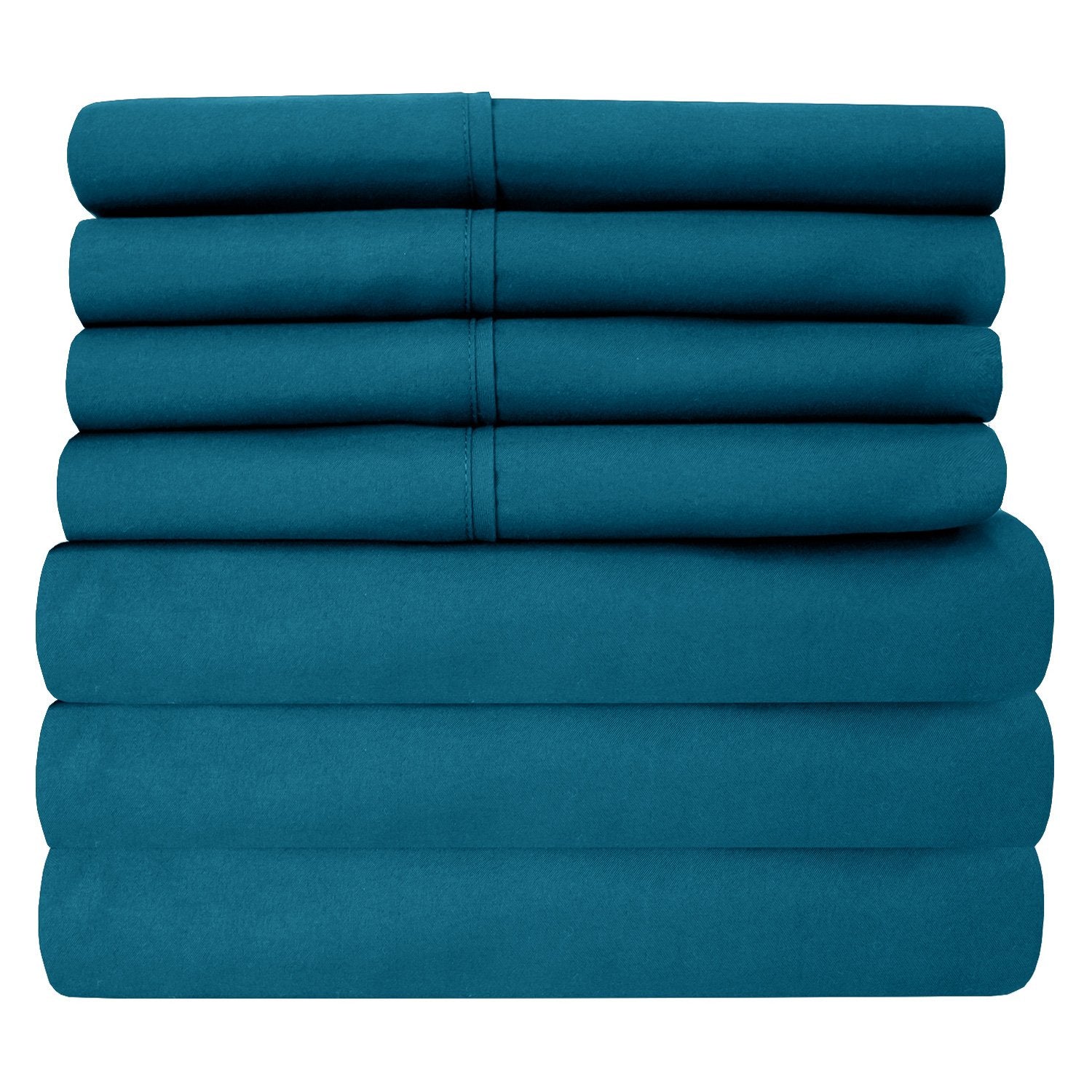 Deluxe 6-Piece Bed Sheet Set (Teal) - Folded 2