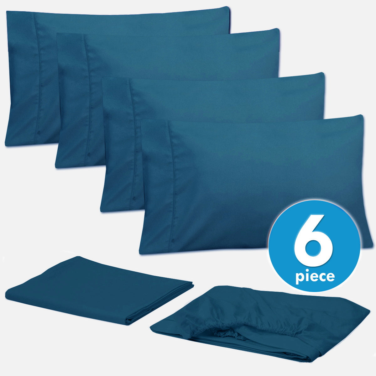 Deluxe 6-Piece Bed Sheet Set (Teal) - Set