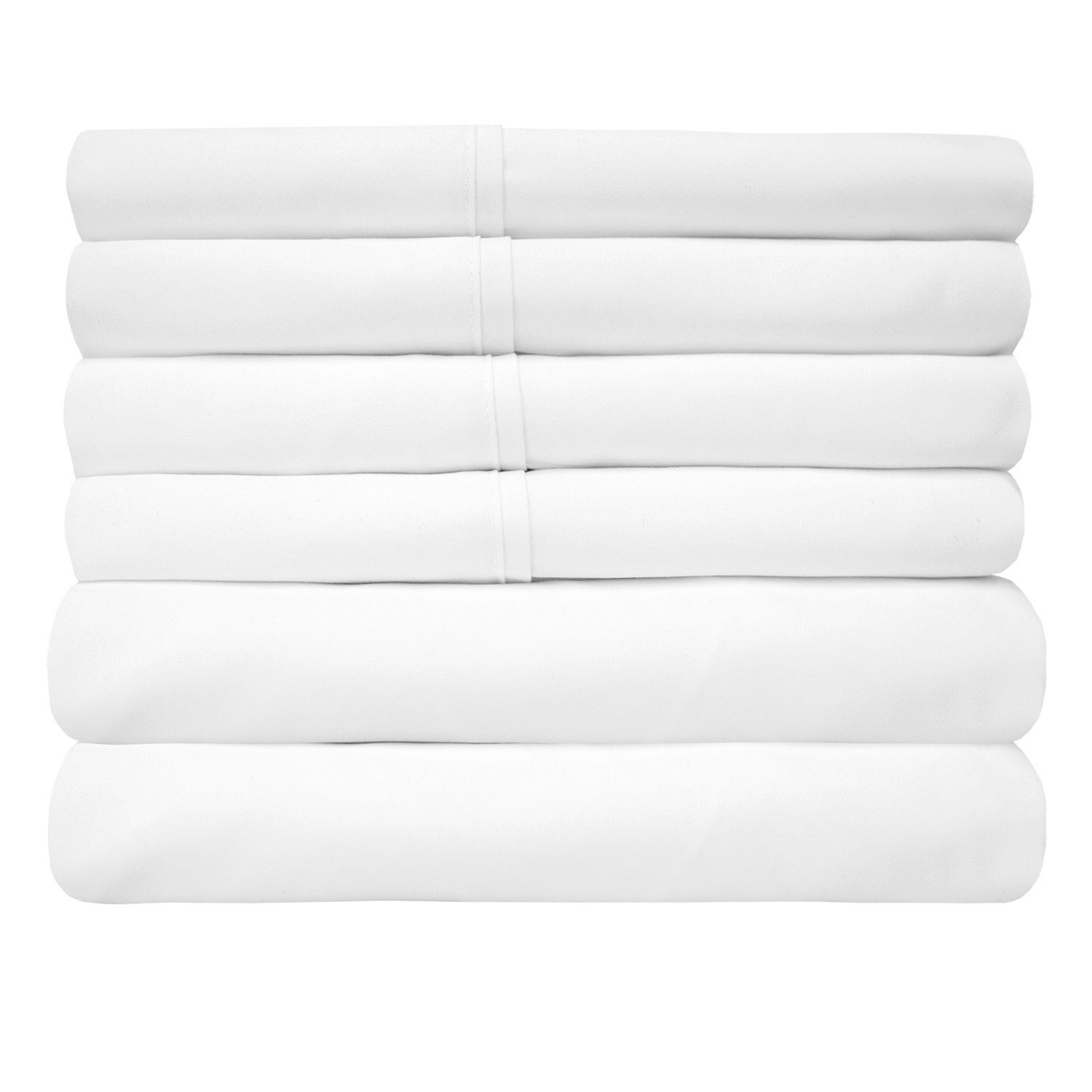 Deluxe 6-Piece Bed Sheet Set (White) - Folded 2