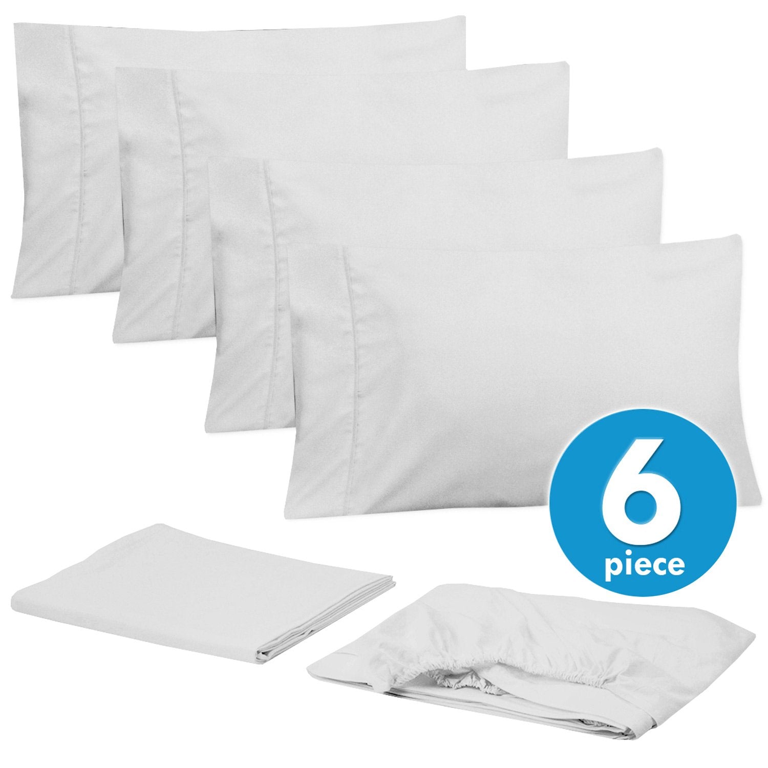 Deluxe 6-Piece Bed Sheet Set (White) - Set