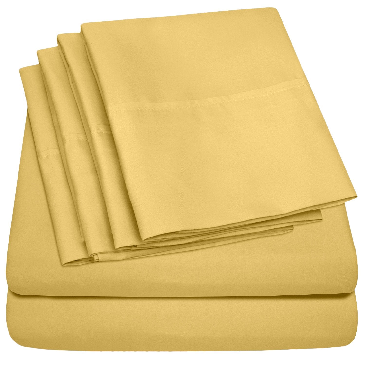 Deluxe 6-Piece Bed Sheet Set (Yellow) - Folded