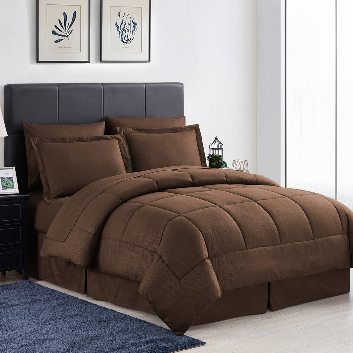 Greek Key 8-Piece Bed In A Bag Comforter Set Chocolate - Bed