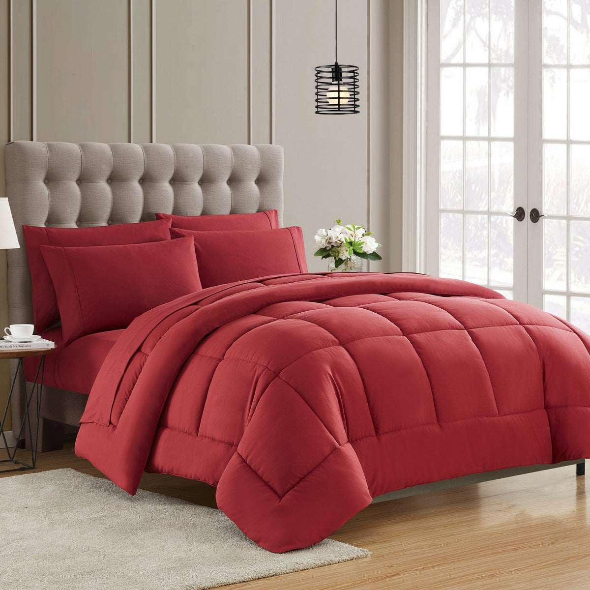 Essential 7-Piece Bed in a Bag Set Burgundy - Bed