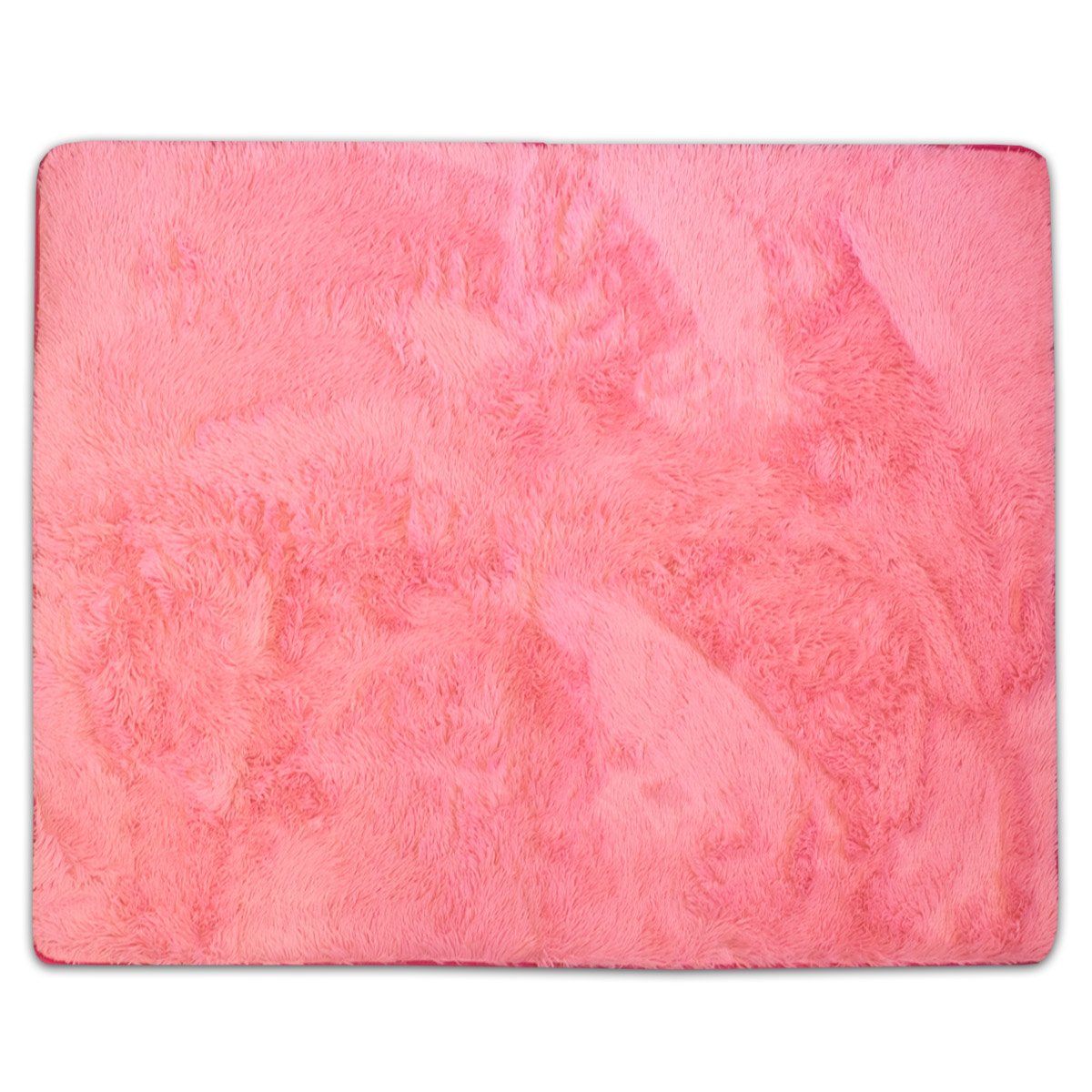 Faux Fur Rectangle Floor Area Rug 4Ft By 5Ft Pink - Top