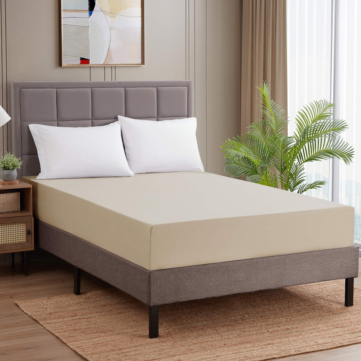 Fitted Sheet Beige - Bed