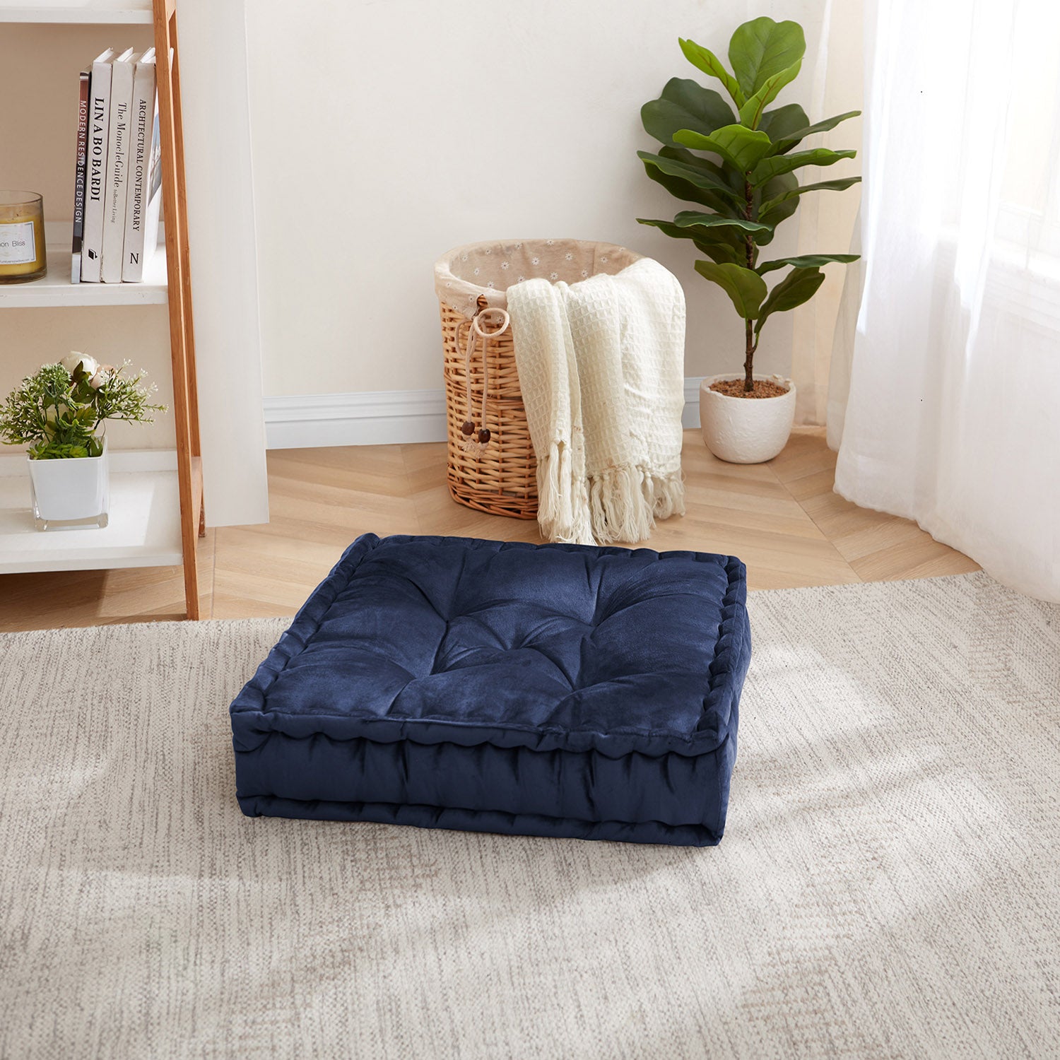 Floor Pillow, Navy - Top
