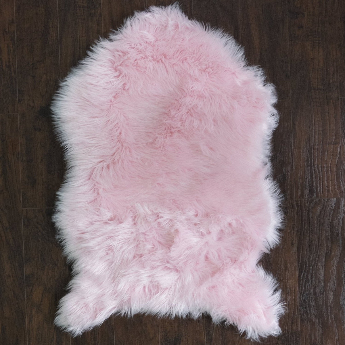 Fluffy Faux Sheepskin Fur Rug Pink - Top