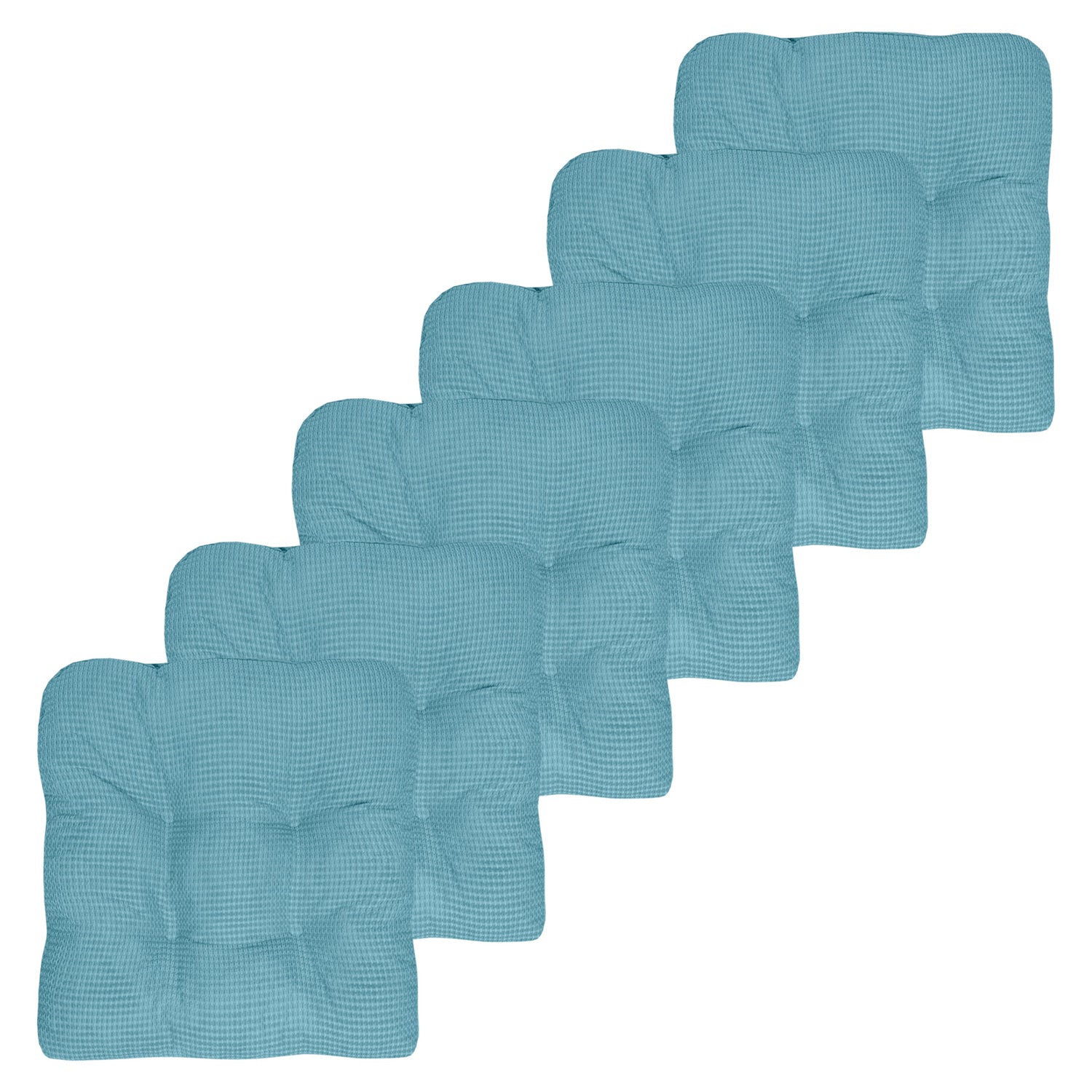 Fluffy Chair Cushion Set Teal 6-Pack