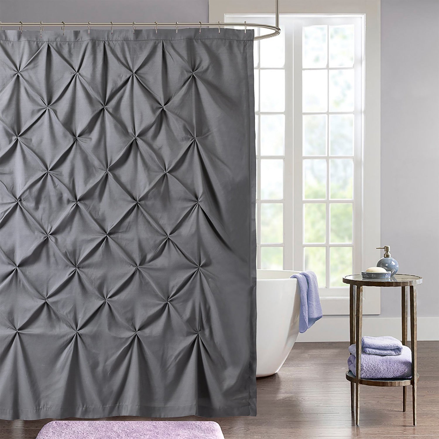 Hudson Pintuck Fabric Shower Curtain 70x72 Gray
