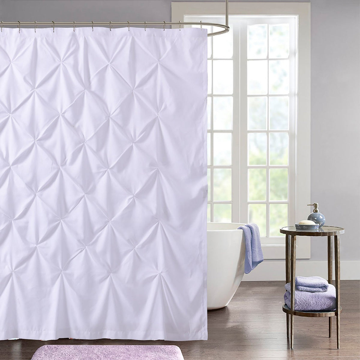 Hudson Pintuck Fabric Shower Curtain 70x72 White